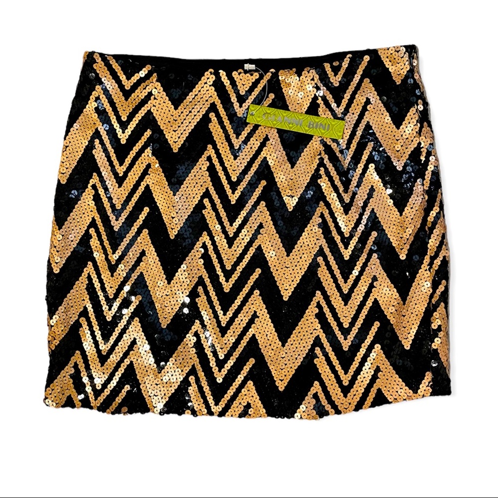 Gianni Bini gold and black sequin skirt NWT
